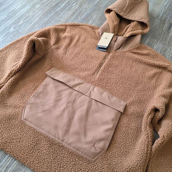 Air Jordan Flight Sherpa 1/2 Zip Pullover Hoodie Men's Size Large L FV7452-223 - Picture 3 of 13